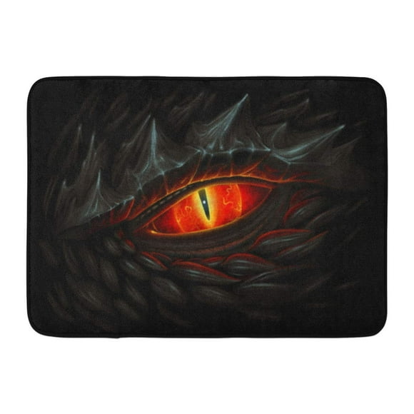 POGLIP Fantasy Glowing Red Eye of Black Dragon Digital Painting Monster Reptile Doormat Floor Rug Bath Mat 23.6x15.7 inch