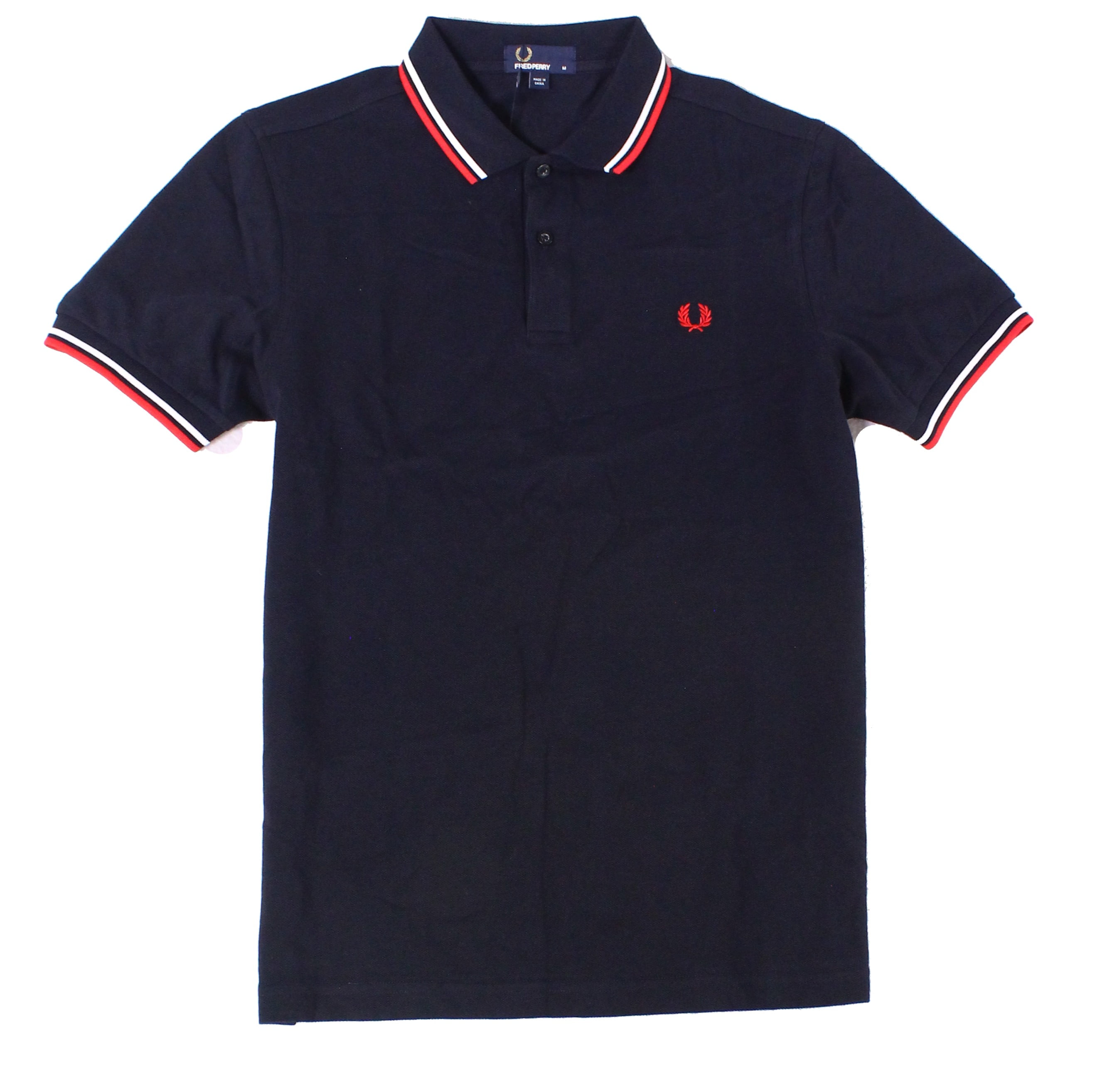 Fred Perry Mens Shirt Navy Medium Stretch Polo ShortSleeve M