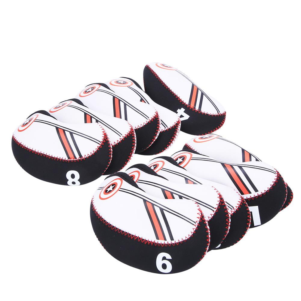 Tebru Golf Putter Cover,10PCS Neoprene Black Red Waterproof Golf Iron Club Headcover Putter Head Cover Sports Entertainment Accessory,Golf Head Cover