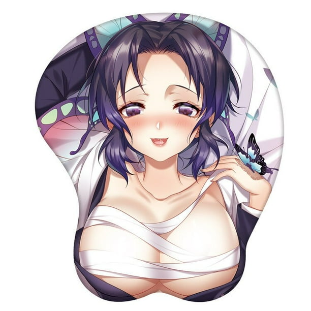 Demon Slayer Kochou Shinobu Cosplay Props Sexy Mouse Pad 3D Breast Mousepad Reposamuñecas Silicona Creative Mouse26CM X 21CM Gao Jinjia LED