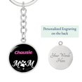 thumbnail image 2 of Chausie Cat Mom Keychain Stainless Steel or 18k Gold Circle Pendant, 2 of 16