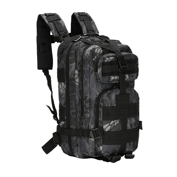 Mochila de senderismo portátil Molle Bag Daypack Travel Adventure School Survival 30L Negro Geométrico kusrkot Mochila de senderismo de caza