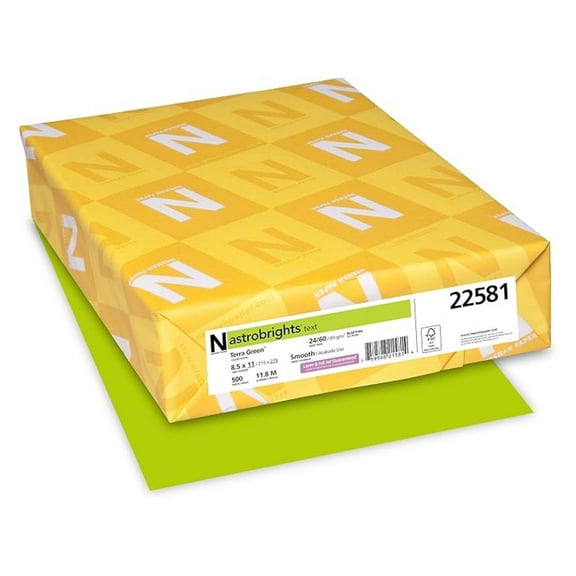 Paper 22581 Color Paper, 24lb, 8 1/2 x 11, Terra Green, 500 Sheets (WAU22581)