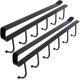 thumbnail image 1 of Ganchos para debajo de los gabinetes que no requieren esfuerzo, organizador que ahorra espacio, hierro macizo chapado en negro, fijación sin herramientas, montaje adhesivo, soporte resistente,, 1 of 6