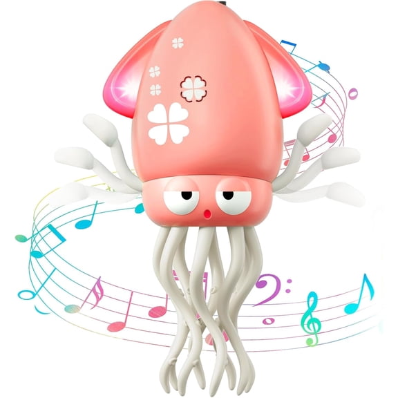 Dancing Octopus Baby Toy, Electric Crawling Octopus Tummy Time Toy, Rechargeable Magic Dancing Music Squid for 3 4 5 6 Year Old Kids Boy Girl Birthday Gifts, Funny Squid for Office Desk Decor