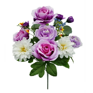 Mainstays 21.5 inches Outdoor Artificial Floral Bouquet, Purple Rose