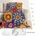 thumbnail image 5 of Boho Blue Flower Blanket Soft Cozy Warm Throw Blanket for Couch, Plush Fuzzy Flannel Fleece Blankets for Sofa, Spring Bohemia Chic Red Yellow Floral Bed Blankets Lightweight Gifts for Women, 30"x40", 5 of 9