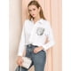 thumbnail image 2 of Allegra K Blusa Bolsillo De Lentejuelas Manga Larga Botones Arriba Camisa Trabajo Casual Para Mujer Blanco S Allegra K Camisa, 2 of 6