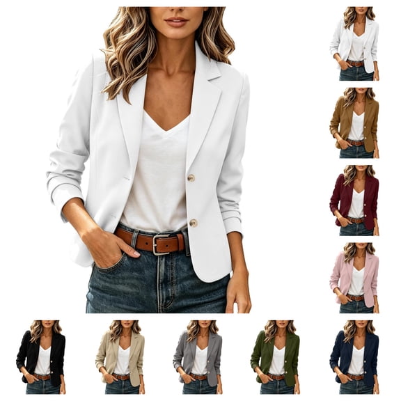 SAWOBUUN Blazers for Women Casual Long Sleeve Business Work Office Suit Jackets Cropped Blazer