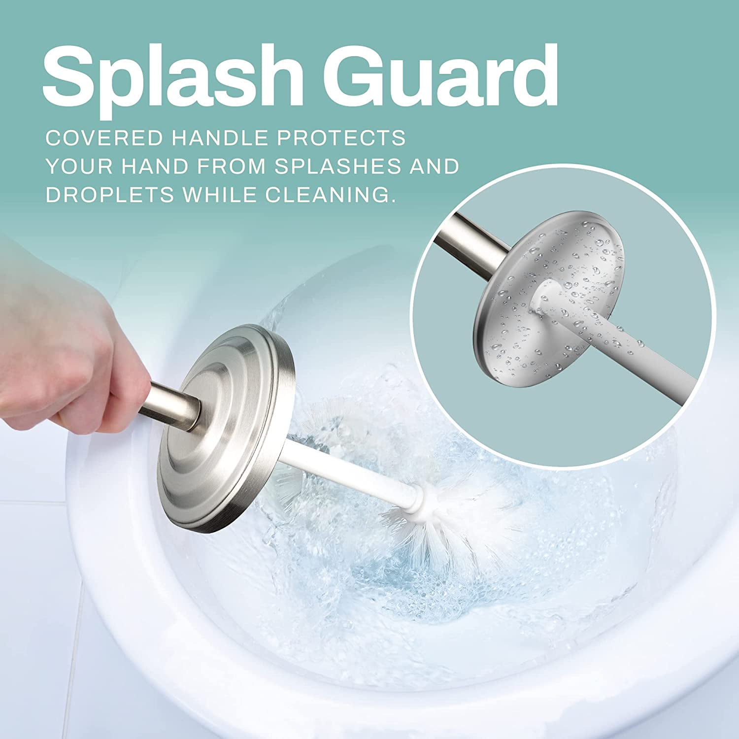 Stainless Steel Modern Toilet Brush & Holder Set (2 Pack) - Modern Toilet Bowl Brush Holder - Cleaner Toilet Brushes Bathroom Accessories - Bathroom Bowl Cleaner Brush with Caddy