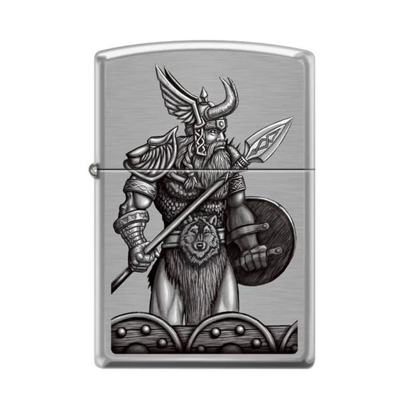 Zippo Lighter - Personalized Custom Message Engraved on Backside for Odin Viking Norse Brushed Chrome #Z5244