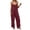 Brick Red, variant on Women Jumpsuits Casual Summer Sleeveless Spaghetti Strap Boho Backless Wide Leg Rompers with Pocket