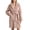 Khaki, variant on Bathrobe for Women Fall Winter Solid Color Coral Fleece Hooded Long Sleeve Shawl Collar Wrap Warm Cozy Robe with Belt & Pockets,S