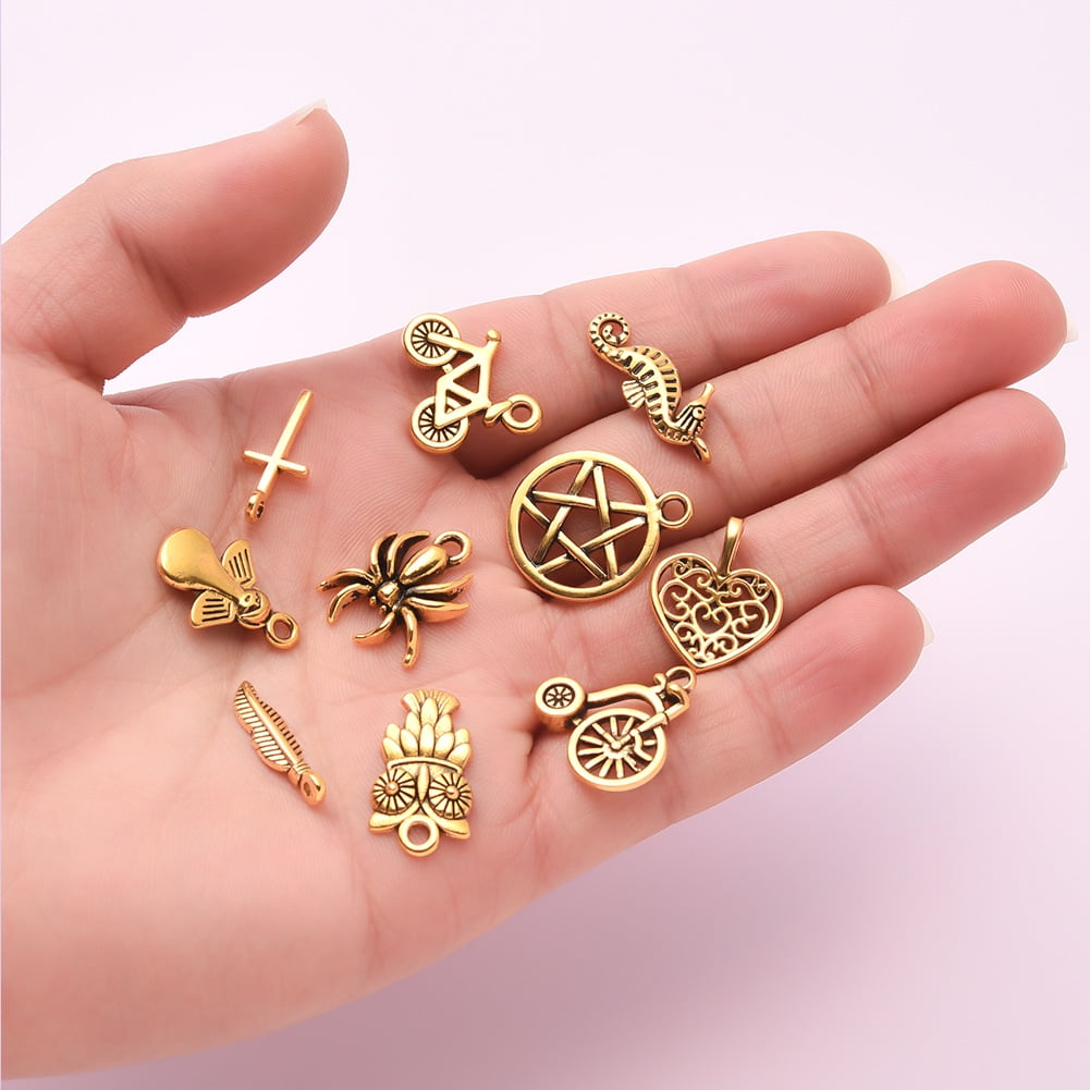 Accessoires Fabrication Bracelet Collier 10 Breloques Cœur Acier Inoxydable Doré - 19.5x20mm - Pour DIY Bijoux Colliers Bracelets Handmade: Breloques