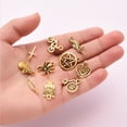 thumbnail image 4 of 100 piezas de colgante de mezcla de amuleto de oro antiguo tibetano DIY para pulsera, collar, fabricación de joyas y artesanía Ormromra LRWJ166, 4 of 6