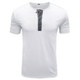 thumbnail image 1 of DPTALR Men Short Sleeve Casual Round Neck Pullover Buttons T Shirt Blouse, 1 of 4