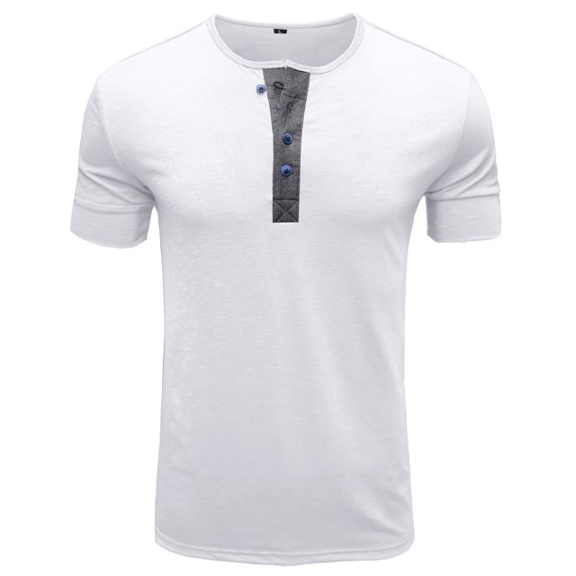 DPTALR Hommes T-Shirt Blouse à Manches Courtes Décontracté à Col Rond avec Boutons