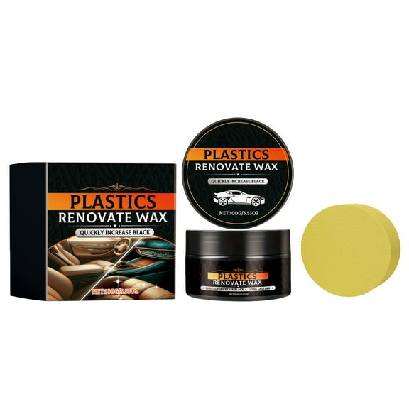 Advanced Plastic Restorer Paste for Cars - 3.5oz Scratch Repair & Cleaner, Long-Lasting Ceramic Coating for Interior & Exterior Trim, Dashboard, Bumpers - Revives Faded Black Plastic