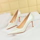 thumbnail image 3 of Zapatos de novia de tacón alto ajustados de primavera y otoño para mujer, de moda, clásicos, de un solo tacón, para boda, 3 of 5