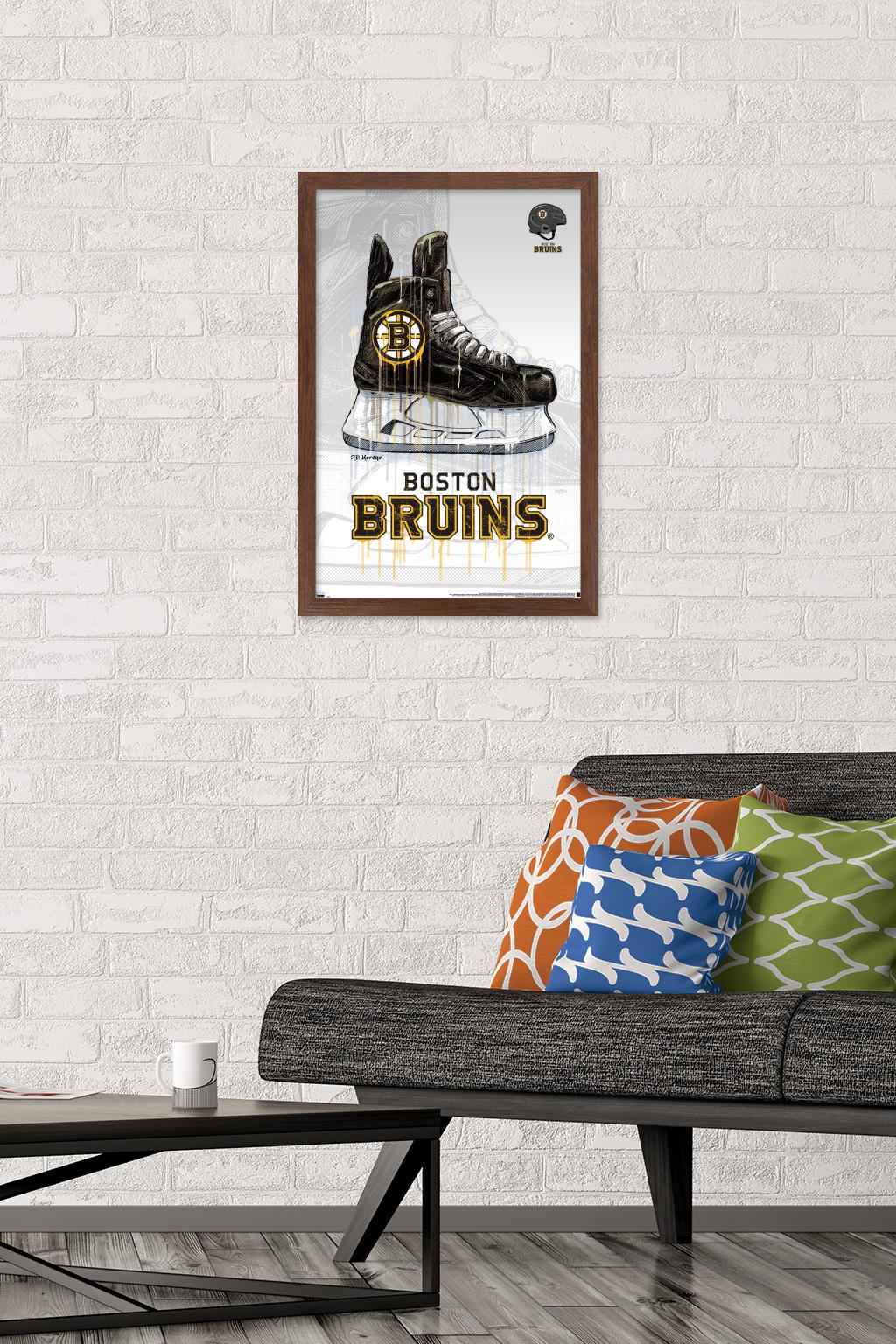 NHL Boston Bruins - Drip Skate 20 Wall Poster, 14.725" x 22.375", Framed