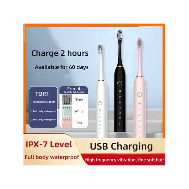A Beisimo New Ultrasonic Electric Toothbrush - Usb Charging, 6-Speed Adjustment Suitable For Adults Men & Women - Automatic Charging, Waterproof - Sof