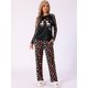 thumbnail image 2 of Conjunto de pijama a juego para familia con estampado de ciervo navideño Inspire Chic, camiseta de manga larga con pantalones, XS, negro, 2 of 6