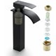 thumbnail image 4 of Grifo de cascada con caño alto, mezclador de lavabo alto de un solo orificio, grifo de lavabo con una sola palanca, mezclador de agua fría y caliente de cobre para baño, 4 of 5
