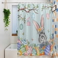 thumbnail image 3 of Easter Rabbit Shower Curtain, 72" x 84", Spring Floral Eggs Branches Green Wood Grain Waterproof Bathroom Curtain Washable Shower Curtain Set with 12 Hooks, 3 of 9