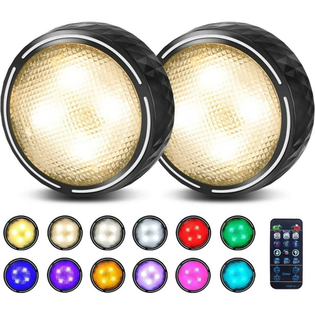 Juego de 2 luces nocturnas brillar Lámpara LED inalámbrica RGBW foco LED luz de gabinete Electrónica
