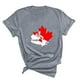 thumbnail image 3 of Camisetas de Manga Corta para Mujeres Canadá Día Hoja de Arce Impresión Básica de Verano Tee, Cuello Redondo Camiseta Casual, 3 of 3