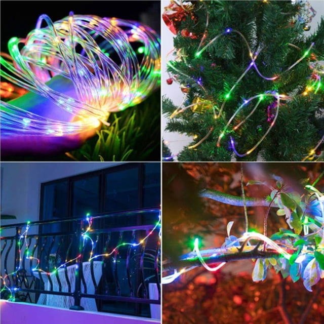 pitrice 12m 100 LEDs Solar Rope Lights 8 Modes Waterproof LED Fairy Lights Tube for Indoor/Outdoor Garden