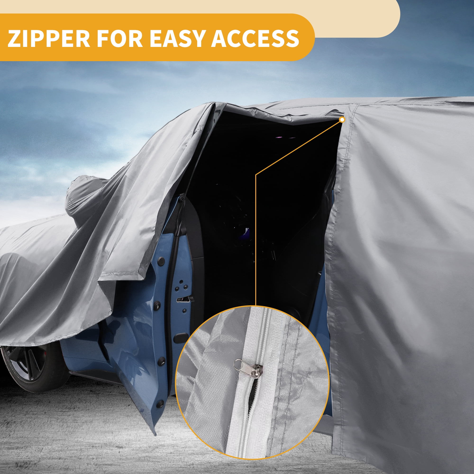 Unique Bargains Universal Car Cover Waterproof Silver Tone 181.1"x72.83"x55.12"