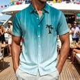 thumbnail image 3 of Hawaiian Shirt for Men Summer Short Sleeve Button Down Lapel Collar Gradient Color Casual Beach Shirts Vacation Outfits, 3 of 4