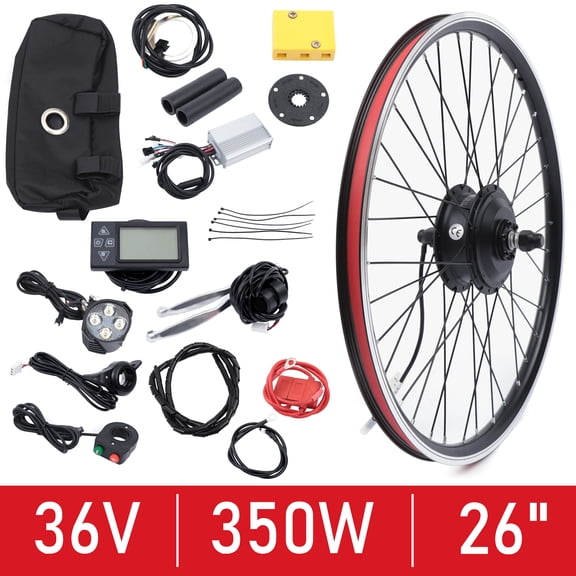 26" 350W 36V Electric Bicycle Front Wheel Hub Motor E Bike Conversion Kit LCD