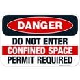 thumbnail image 1 of Danger Do Not Enter Confined Space Permit Required Sign, OSHA Danger Sign, 12x18 Aluminum, 1 of 1