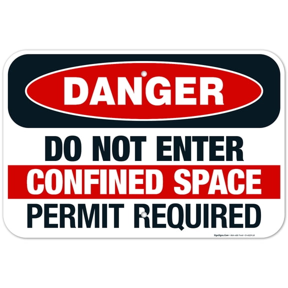 Danger Do Not Enter Confined Space Permit Required Sign, OSHA Danger Sign, 12x18 Aluminum