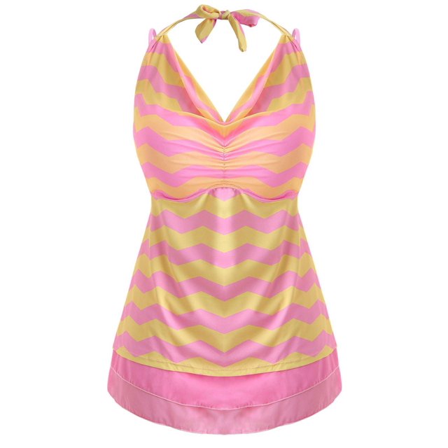 Conjunto de tankini con cuello halter en zigzag de talla grande Rosegal Tankinis