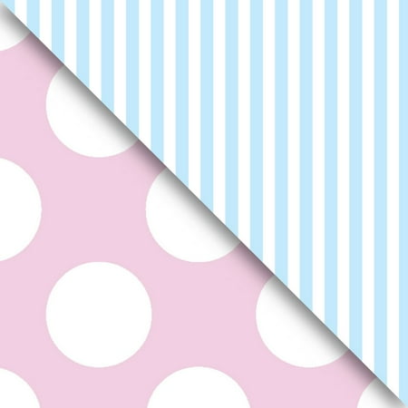JAM Paper Industrial Bulk Wrapping Paper, Two, Sided, 1/Pack, Pastel Pink & Pastel Blue Gift Wrap, 1666 Sq Ft (Full Ream)