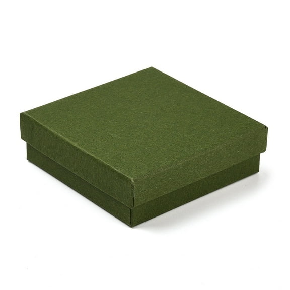 18pcs Cardboard Paper Jewelry Storage boxes with Sponge Gift Package Supplies Square Dark Olive Green 9.2x9.2x2.9cm