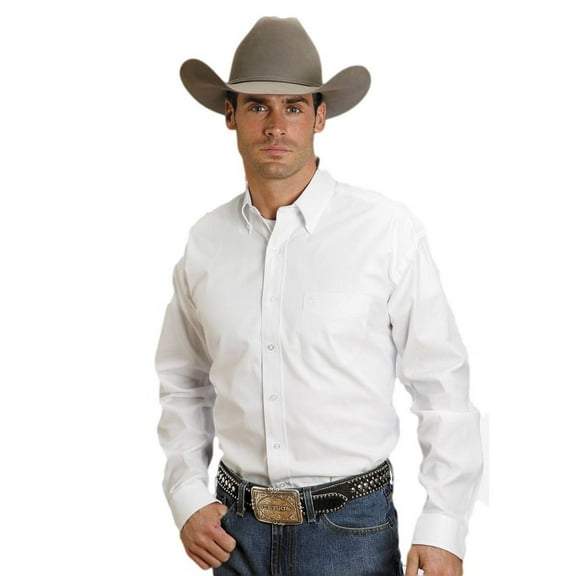 Western Shirt Mens L/S Solid Button White 11-001-0566-0025 WH