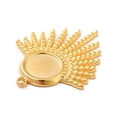 thumbnail image 3 of Ion Plating(IP) 304 Stainless Steel Pendant Cabochon Settings Fan Real 18K Gold Plated Tray: 8mm 25.5x21x2mm Hole: 1.5mm DIY, 3 of 4