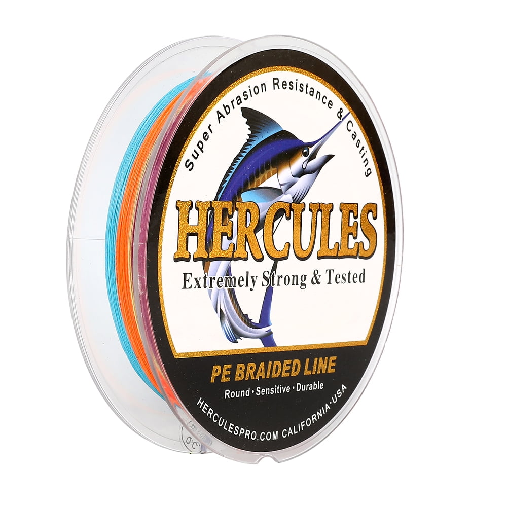 HERCULES Super Strong 1000M 1094 Yards Braided Fishing Line 8 LB Test for Saltwater Freshwater PE Braid Fish Lines 4 Strands - Multicolor, 8LB (3.6KG), 0.10MM