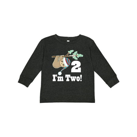 

Inktastic 2nd Birthday Sloth 2 Year Old Gift Toddler Boy or Toddler Girl Long Sleeve T-Shirt