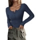 thumbnail image 1 of Camiseta PRETTYGARDEN 2025 Otoño Manga Larga Henley Azul Oscuro M, 1 of 9