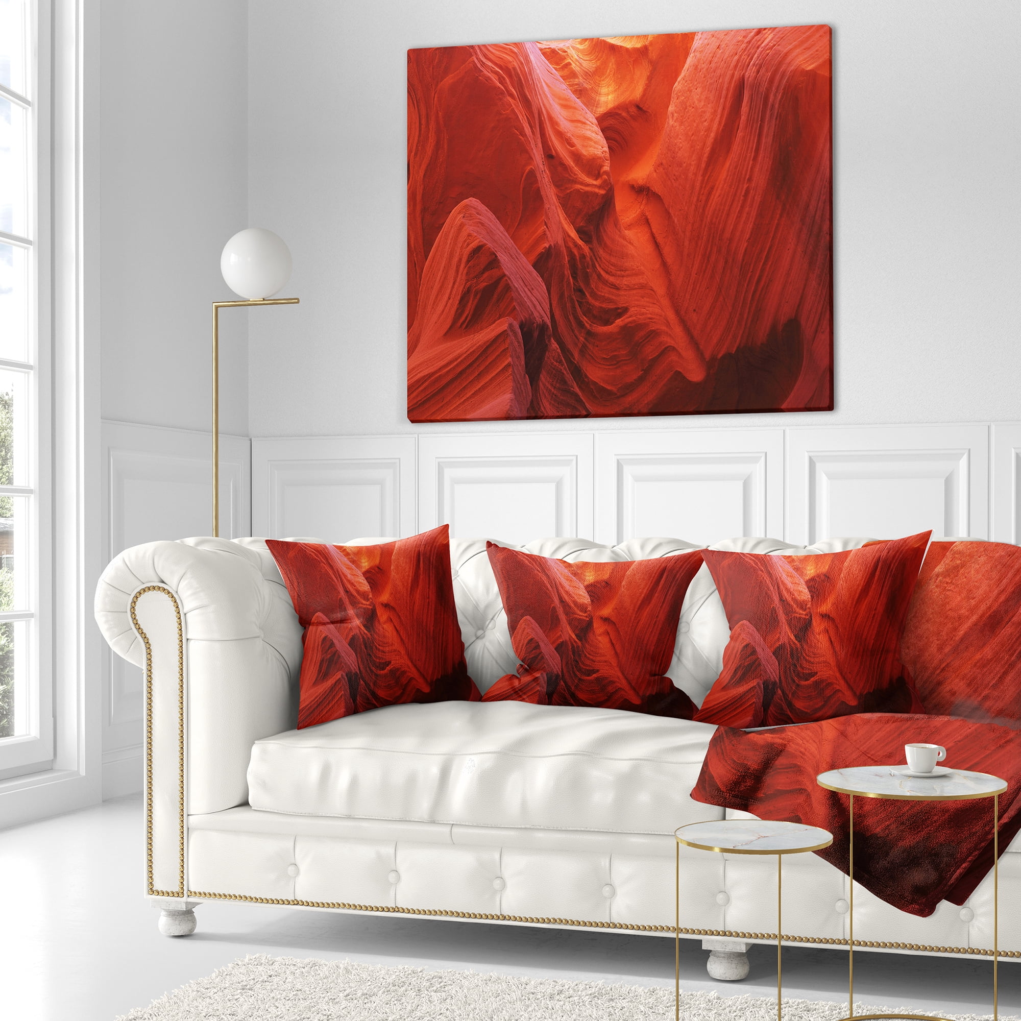 Designart Magic Colors of Antelope Canyon - Landscape Photography Throw Pillow - 16x16