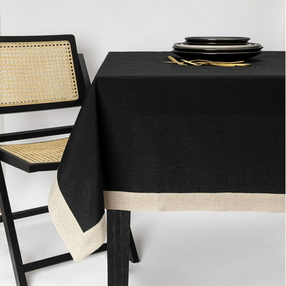 Thyme & Table Rectangle Tablecloth 84", Black & Gold, Textiles