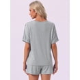 thumbnail image 4 of DARING DIVA Women's Soft Pajama Set Round Neck Rolled Cuffs Top with Shorts L Gray, 4 of 7