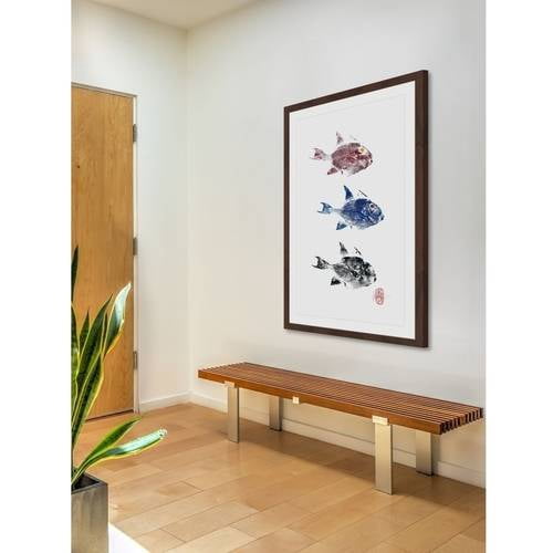 "3 Trigger Fish" Framed Painting Print