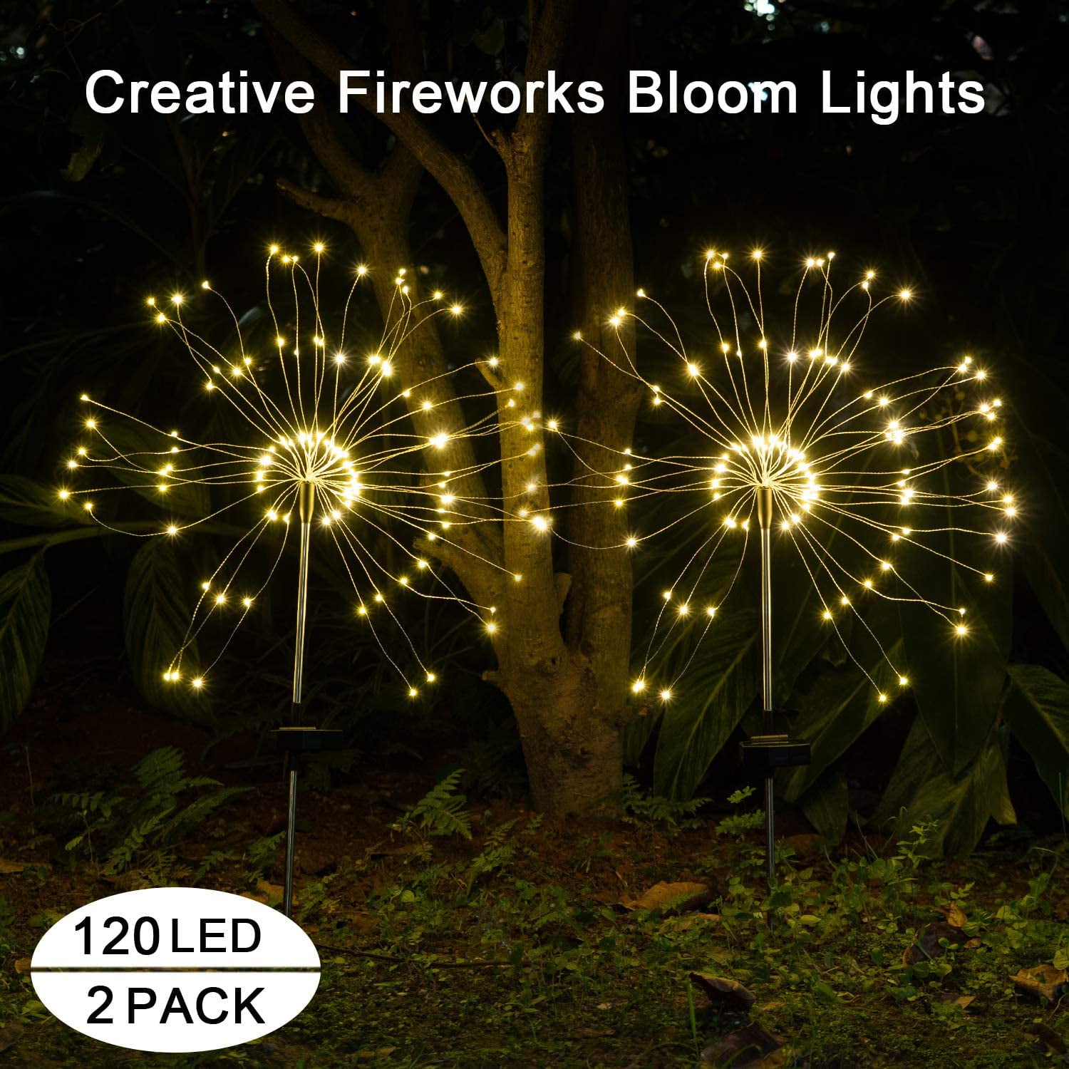 Multi-Color Outdoor Solar Garden Decorative Lights-Mopha Solar 105LED Powered 35Copper Wires String Landscape Light-DIY Flowers Fireworks Trees for Walkway Patio Lawn Backyard,Christmas Party Decor 