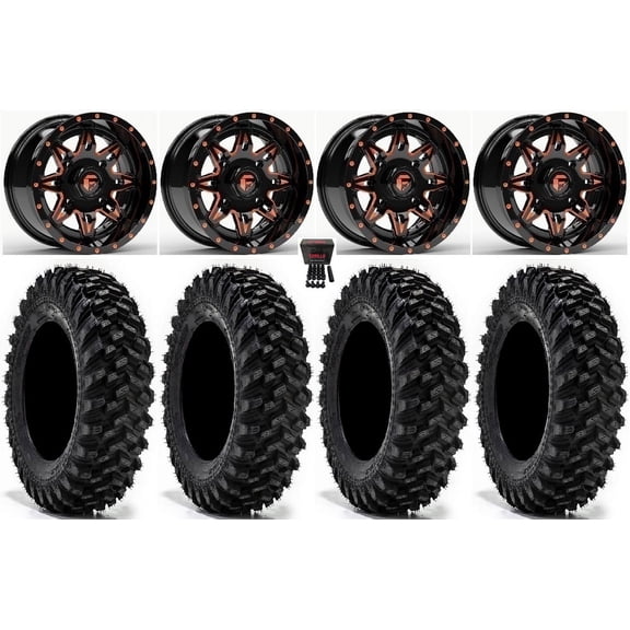 Fuel Lethal 14" Wheels Orange 30" Warrior XT Tires Kawasaki Mule Pro FXT